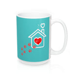 Ceramic Mug -Two-Sided Theme - A House Isn't a Home Without Paws - Caribbean Blue - Personalize - 11oz OR 15oz - Daisey's Doggie Chic