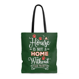 Carryall Tote Bag - House not a Home Without Paw Prints - 2-sided theme  - in Sizes S,M ,L - Hunter Green - Personalize it Free - Daisey's Doggie Chic