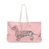 A Dachshund Weekender Bag - Color Shell Pink - Oversized Tote - Free Personalization - Daisey's Doggie Chic