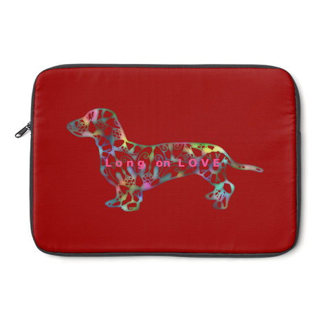 Laptop Sleeve Case - Dachshund Long on LOVE  - Color Paprika - Personalize Free - Daisey's Doggie Chic