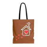 Carryall Tote Bag - House not a Home Without Paw Prints Theme on 2-Sides - Light Brown  - in Sizes S,M,L - Personalize it Free - Daisey's Doggie Chic