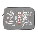 Laptop Sleeve Case - A House Isn't a Home Without Paw Prints Theme - Color Gray/Pink - in 3 Sizes - Personalize Free - Daisey's Doggie Chic