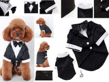 Wedding Formal Black Tails Tuxedo Jacket With Attached Shirt Bow Tie and Themed Accessory - Dog Sizes XS to 2XL - Daisey's Doggie Chic