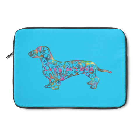 Laptop Sleeve Case - Dachshund Long on LOVE - Color Bright Blue - Personalize Free - Daisey's Doggie Chic