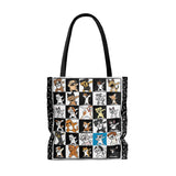 Exclusive Dog Art Jazzy Notes Dabbing Dogs Dance to Own Beat - Tall Tote Bag - 3 Sizes - personalize - Daisey's Doggie Chic