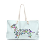 A Dachshund Weekender Bag - Color Spa Blue - Oversized Tote – Free Personalization - Daisey's Doggie Chic