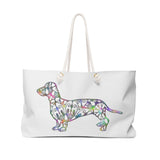 A Dachshund Weekender Bag - Color Frost White - Oversized Tote – Free Personalization - Daisey's Doggie Chic