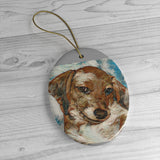 Daisey's Custom Ceramic Ornaments - Art made from Photo - Choice of Circle, Oval, Heart or Star - Daisey's Doggie Chic
