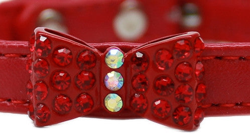 Bow-Dacious Crystal Bow Tie Collar in Color Red - Daisey's Doggie Chic