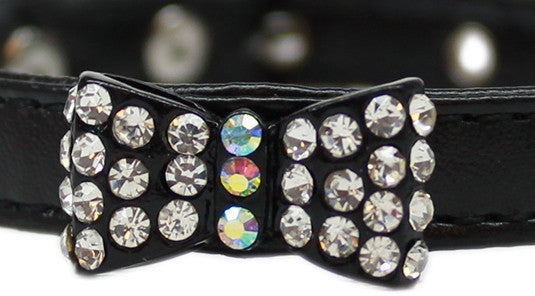 Bow-Dacious Crystal Bow Tie Collar in Color Black - Daisey's Doggie Chic