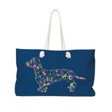 A Dachshund Weekender Bag - Color Navy Blue - Oversized Tote – Free Personalization - Daisey's Doggie Chic