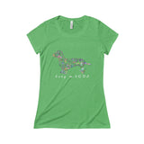 Women's Soft Triblend Scoop Neck Tee - Dachshund Long on LOVE script Theme - in 17 Colors - 5 sizes - Daisey's Doggie Chic