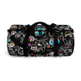Exclusive Cat Art Duffel Bag - Black Spooky Skeletal Cats Inspirations - Sugar Skull Theme - Sizes S or L - personalize - Daisey's Doggie Chic