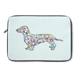 Laptop Sleeve Case - Dachshund Long on LOVE - Color Spa Blue - Personalize Free - Daisey's Doggie Chic