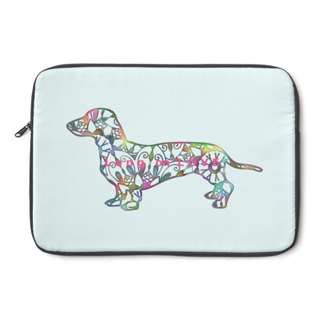 Laptop Sleeve Case - Dachshund Long on LOVE - Color Spa Blue - Personalize Free - Daisey's Doggie Chic