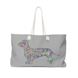 A Dachshund Weekender Bag - Color Gray - Oversized Tote – Free Personalization - Daisey's Doggie Chic