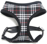 Designer Edition Black Plaid  Choke-Free Harness with Rhinestone Skull Charm - Daisey's Doggie Chic