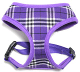 Designer Edition Purple Plaid Choke-Free Harness with Rhinestone Paw Charm - Daisey's Doggie Chic