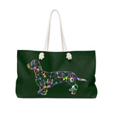 A Dachshund Weekender Bag - Color Hunter Green  - Oversized Tote – Free Personalization - Daisey's Doggie Chic