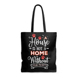 Carryall Tote Bag - House not a Home Without Paw Prints - 2-sided theme  - in Sizes S,M, L - Black - Personalize it Free - Daisey's Doggie Chic