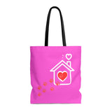 Carryall Tote Bag - House not a Home Without Paw Prints - 2-sided theme  - in Sizes S,M,L - Fushia Pink- Personalize it Free - Daisey's Doggie Chic