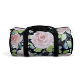 Pale Pink Roses Duffel Pink Dotted Navy Blue Ends Duffel  Bag - Daisey's Doggie Chic