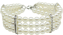 Puppy Jewelry-3-Row Pearl Necklace Bling Collar - Daisey's Doggie Chic