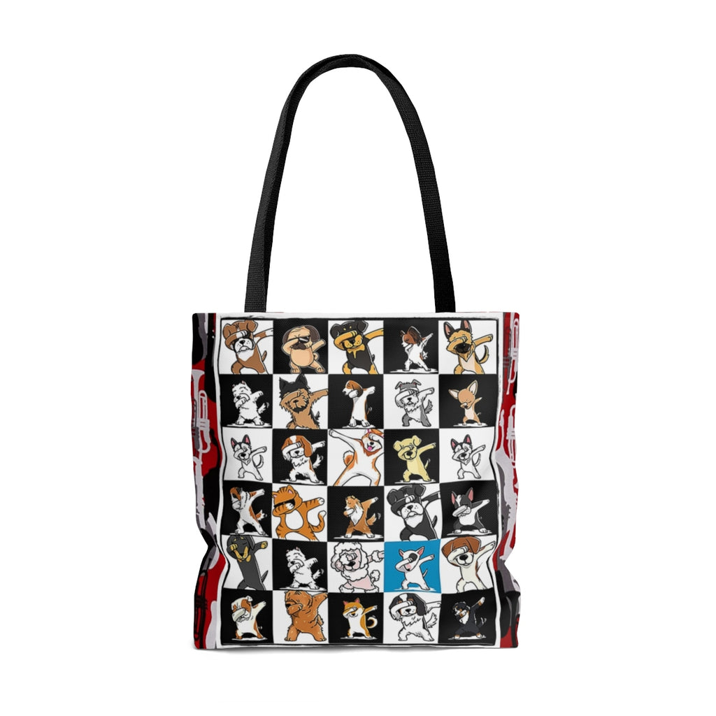 Exclusive Dog Art Jazzy Instruments Dabbing Dogs Dance to Own Beat - Tall Tote Bag - 3 Sizes - personalize - Daisey's Doggie Chic