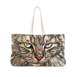 Exclusive Cat Art Tote - Bronze Wild Cat Eyes Angora Cat  - Choice of Tall Tote Bags or oversized Weekender Bag - personalize - Daisey's Doggie Chic