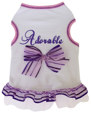 Adorable Too Tulle Skirted Charmed Tank Dress in color White/Lavender - Daisey's Doggie Chic