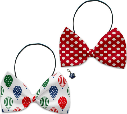 Air Balloon Races - Fun Party Themed Bowtie 2-Pack set with Charm Accessory for Dogs or Cats - Daisey's Doggie Chic