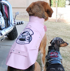 Biker Dawg Motorcycle Harness Jacket and Charm -Choice of 2 Colors Black or Pink - Daisey's Doggie Chic