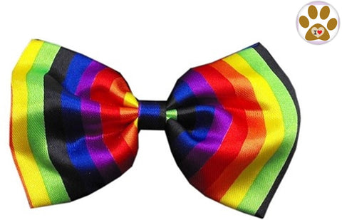 Rainbow Bow Tie and Paw Button Pin set for Dogs - Daisey's Doggie Chic