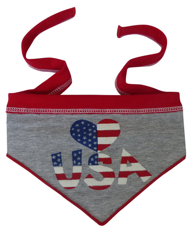 Love U.S.A. Heart Bandana Scarf in color Red/White/Blue - Daisey's Doggie Chic