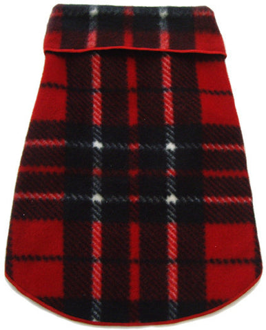 Cozy Holiday Classic Camel Blanket Red Plaid Fleece Pullover Tank - Daisey's Doggie Chic