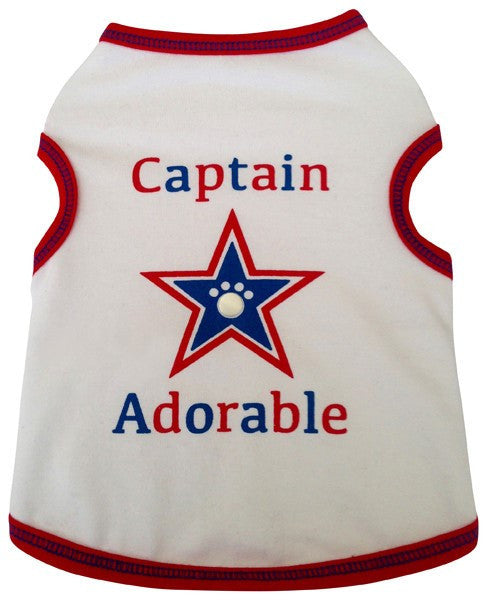 Captain Adorable Star Spangled Tank in color Red/White/Blue - Daisey's Doggie Chic
