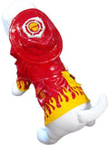Fire Chief Raincoat with attached Helmet Hoodie in color Red/Yellow - Daisey's Doggie Chic