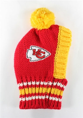 KC CHIEFS NFL Official Licensed Ski Hat for Dogs in color Red/Yellow - Daisey's Doggie Chic