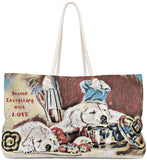 Exclusive Pet Art Tote - Toffee Les Bones Chef -Season Everything with LOVE - Dogs in the Kitchen - Choice of Weekender or Tall Tote Bags - personalize - Daisey's Doggie Chic