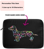 Laptop Sleeve Case - Dachshund Long on LOVE - Color Black - Personalize Free - Daisey's Doggie Chic