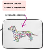 Laptop Sleeve Case - Dachshund Long on LOVE - Color Frost White - Personalize Free - Daisey's Doggie Chic