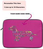 Laptop Sleeve Case - Dachshund Long on LOVE - Color Dark Fushia - Personalize Free - Daisey's Doggie Chic