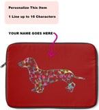 Laptop Sleeve Case - Dachshund Long on LOVE  - Color Paprika - Personalize Free - Daisey's Doggie Chic