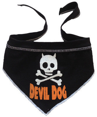 Devil Dog "Skull" Bandana Scarf in color Black/White/Orange - Daisey's Doggie Chic