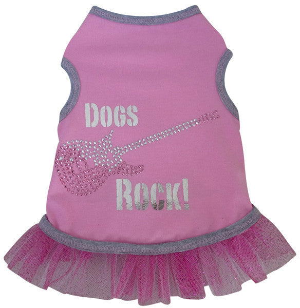 Dogs Rock Themed Metallic Guitar Tank Dress in color Pink/Silver - Daisey's Doggie Chic
