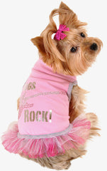 Dogs Rock Themed Metallic Guitar Tank Dress in color Pink/Silver - Daisey's Doggie Chic