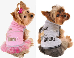 Dogs Rock Guitar Tank Top in 2 colors Gray/Black or Pink/Silver - Daisey's Doggie Chic