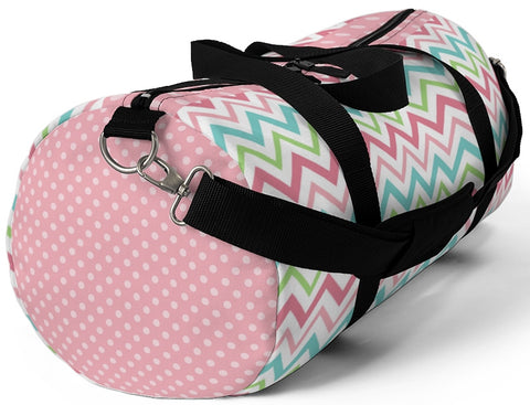 Exclusive Custom Art Duffel Colorful Country Stripes and Pink Polka Dots -  Choose Color & Size - personalize - Daisey's Doggie Chic