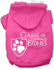 Game of Bones Dog's Fleece Hoodie in Color Bright Pink - Daisey's Doggie Chic