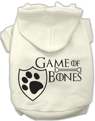 Game of Bones Dog's Fleece Hoodie in Color Winter White - Daisey's Doggie Chic